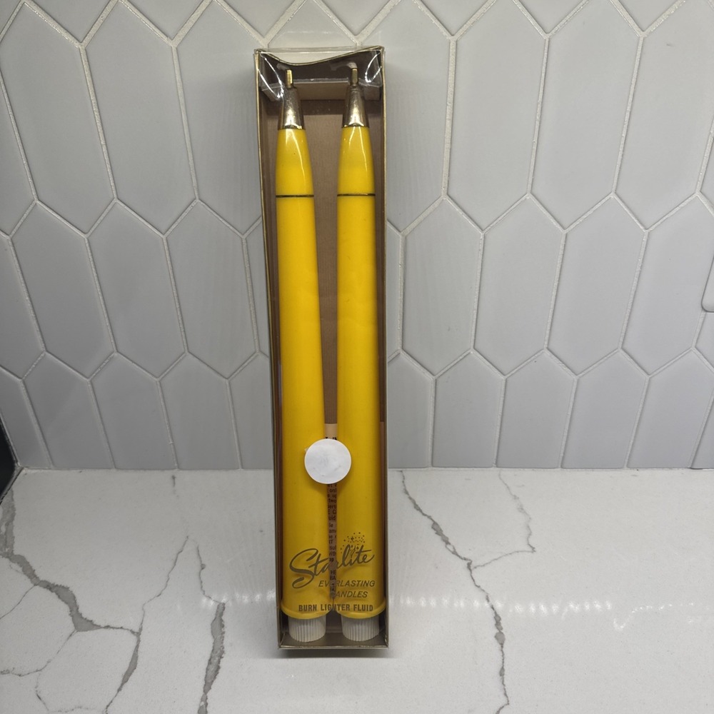 Starlite Yellow Permanent Taper Candles MCM NOS Refill Lighter Fuel 12"
